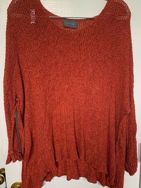 Women's Rust Open-Knit Sweater